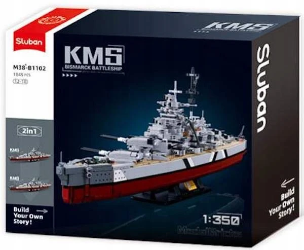 Mūšio laivas BISMARCK 1849 EL 75.2 CM 1:350 LAIVŲ BLOKAI 2in1 SLUBAN M38-B1102