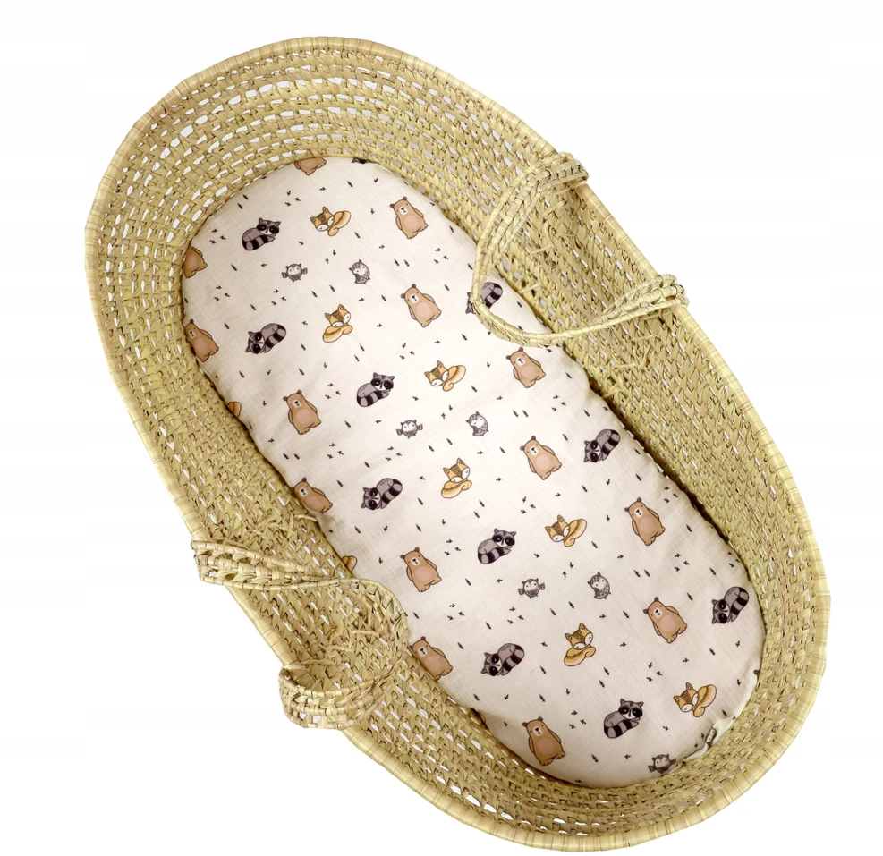 MUSLINO LAKŠTAS SU elastine juostele FOR BABYLUX BABYLUX ANIMALS CADLE, Krepšys vežimėliui