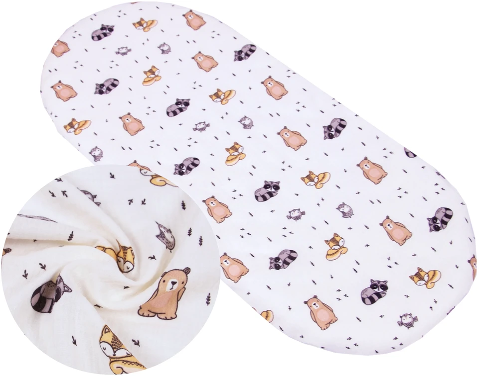 MUSLINO LAKŠTAS SU elastine juostele FOR BABYLUX BABYLUX ANIMALS CADLE, Krepšys vežimėliui