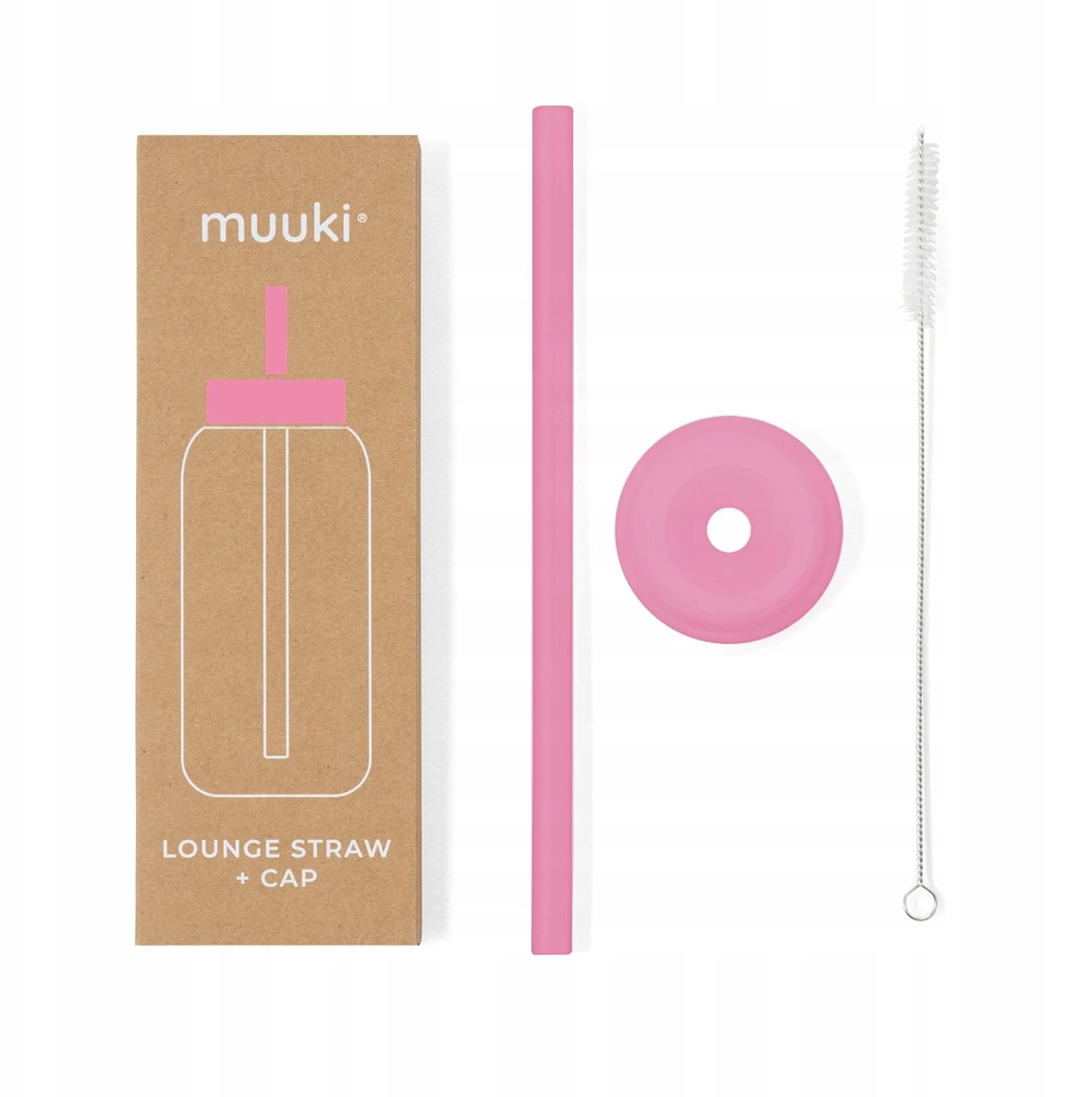 MUUKI buteliuko šiaudelis Lounge Straw+CAP FLAMINGO Rožinis 720 ml
