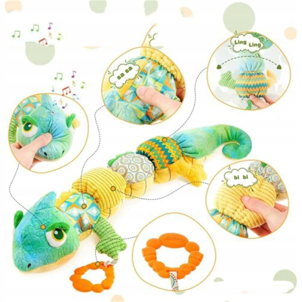 MUZIKINIS JAUTINIS ŽAISLAS CHAMELEONAS PLIUSAS KŪDIKIAMS D0-1 METŲ