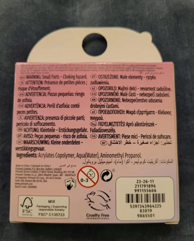 Nagų antgaliai Dirbtiniai nagai vaikams Capybara Teddy Bear Kitty 24 vnt. Primark 7L+