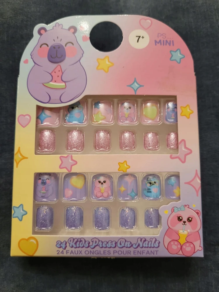 Nagų antgaliai Dirbtiniai nagai vaikams Capybara Teddy Bear Kitty 24 vnt. Primark 7L+