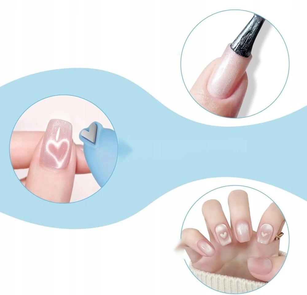 Bez Marki NAGŲ MAGNETAS CAT EYE 3IN1 NAIL DECORATION GEL HEART