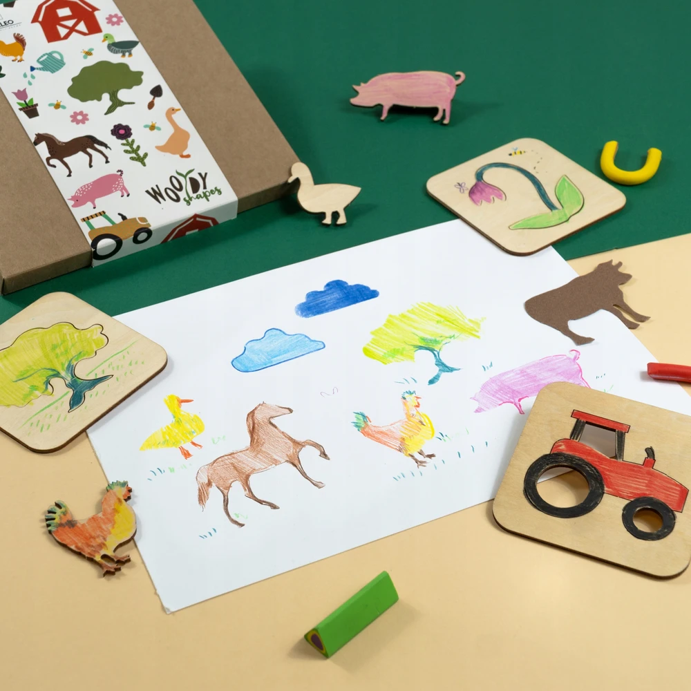 Nakleo MEDINIAI PIEŠYMO ŠABLONAI Kūrybinis ūkis MONTESSORI Mokymasis vaikams