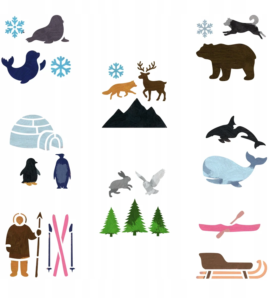 Nakleo Šablonai piešimui ir tapybai vaikams KŪRYBINIS RINKINYS 8 vnt Arctic