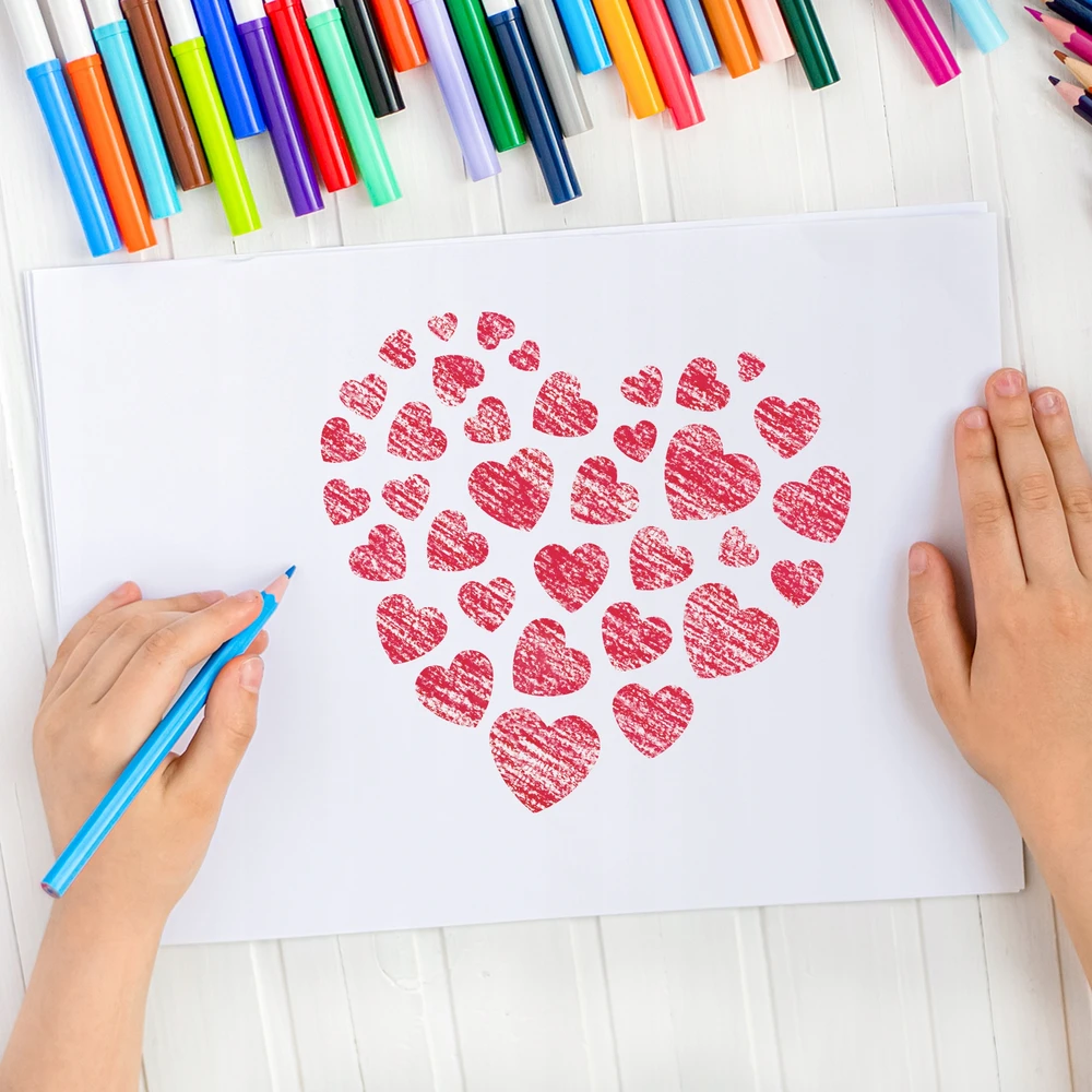 Nakleo ŠABLONAI piešimui ir tapybai vaikams 8 vnt. RINKINYS Hearts Love