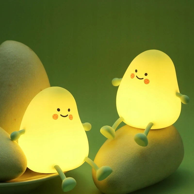 NAKTINĖ LEMPA VAIKAMS MANGO MINKŠTAS SPALVOTAS 3000K LED USB SILIKONAS