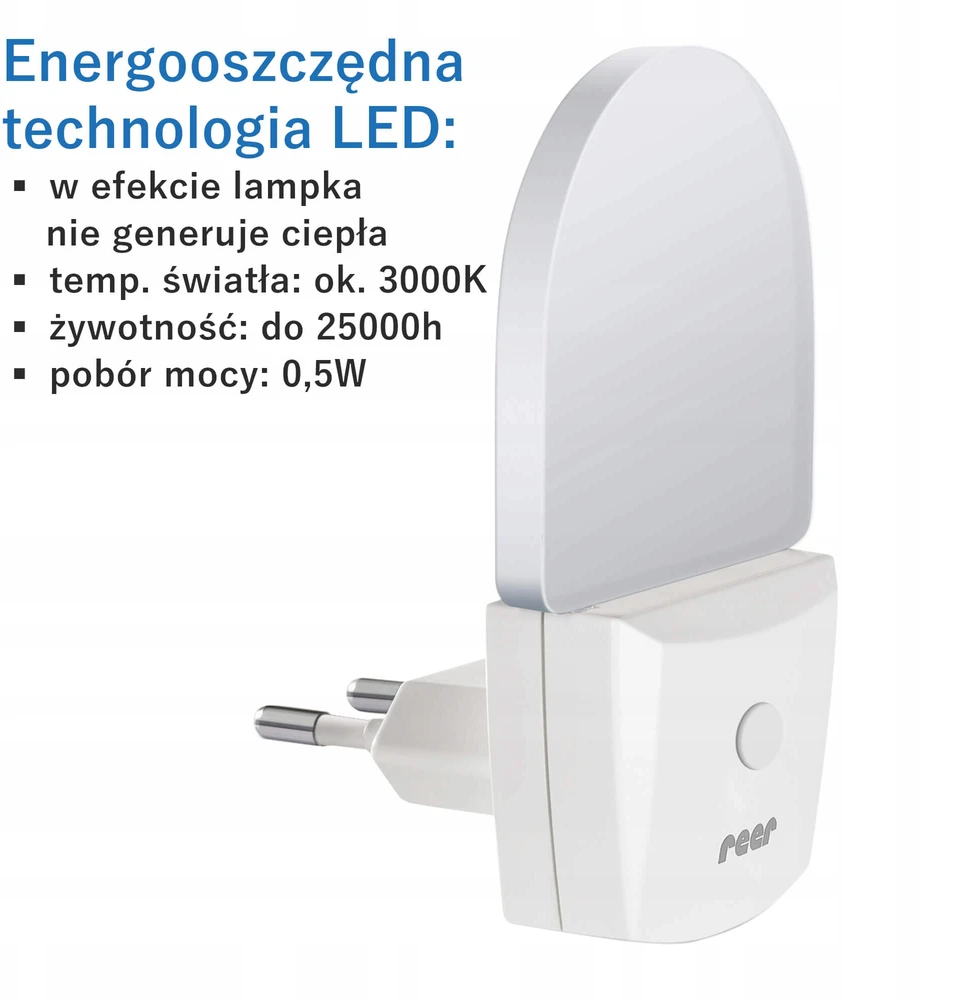 Naktinė šviesa - REER - 52390 - 0.5 W - Šilta balta - Integruota LED
