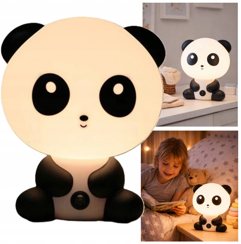 NAKTINIS LEMPAS VAIKAMS BERNIUKAI MERGAITĖS PANDA ANT STALO DOVANA 3D meškiukas