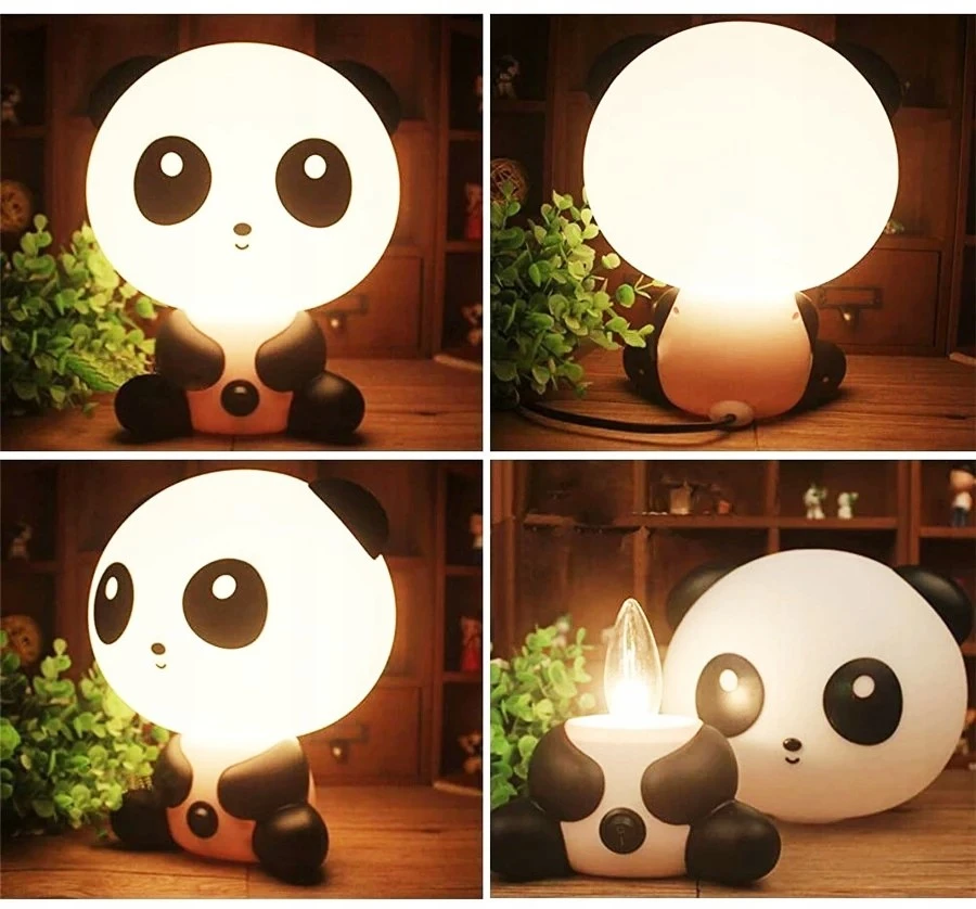 NAKTINIS LEMPAS VAIKAMS BERNIUKAI MERGAITĖS PANDA ANT STALO DOVANA 3D meškiukas