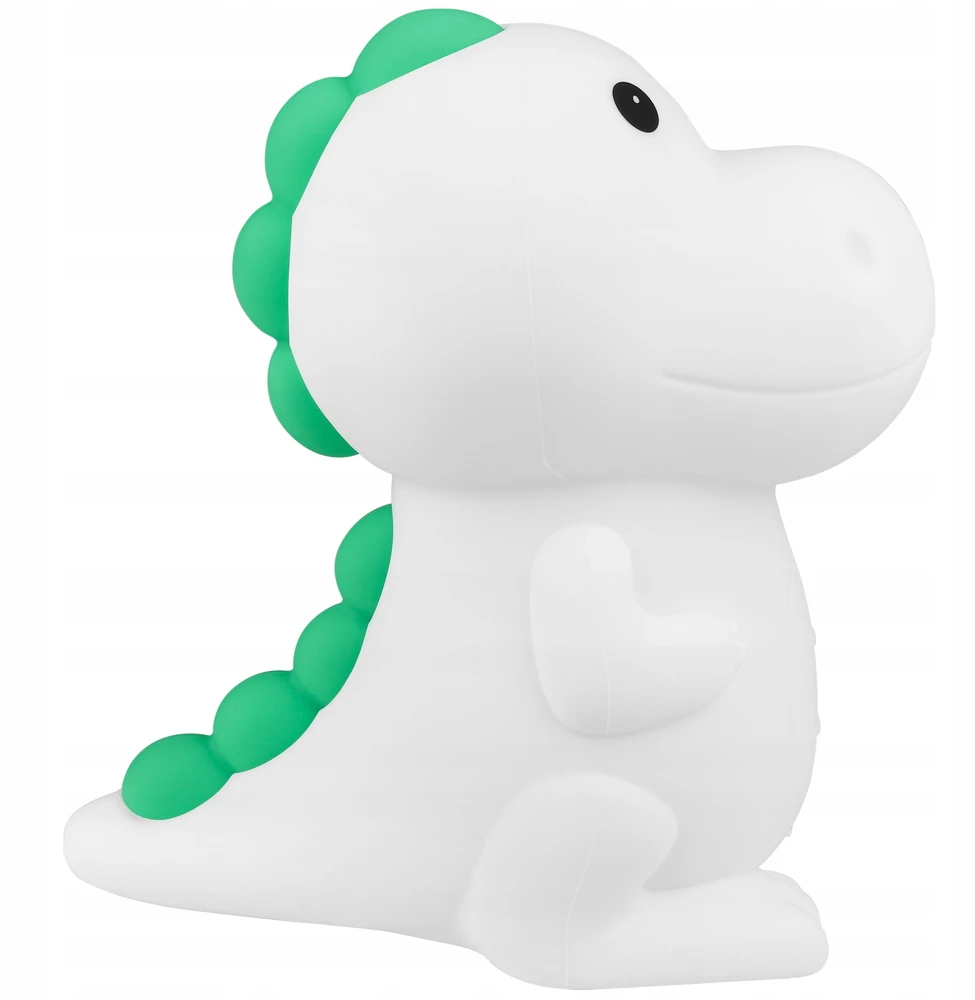 NAKTINIS LEMPAS VAIKAMS DINOZAURAS MINKŠTAS SPALVOTAS RGB LED USB SILIKONAS