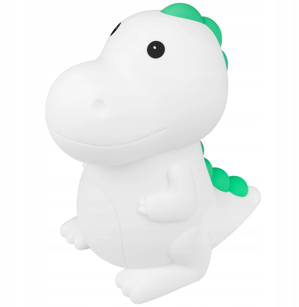 NAKTINIS LEMPAS VAIKAMS DINOZAURAS MINKŠTAS SPALVOTAS RGB LED USB SILIKONAS