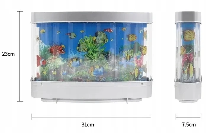 NAKTINIS LEMPAS VAIKAMS DIRBTINIS AKVARIUMAS SU SPALVINGU LED FONINIU APŠVIETIMA