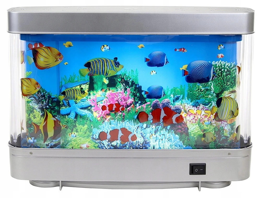 NAKTINIS LEMPAS VAIKAMS DIRBTINIS AKVARIUMAS SU SPALVINGU LED FONINIU APŠVIETIMA