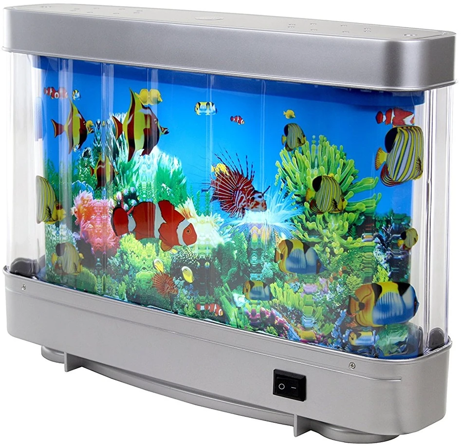 NAKTINIS LEMPAS VAIKAMS DIRBTINIS AKVARIUMAS SU SPALVINGU LED FONINIU APŠVIETIMA