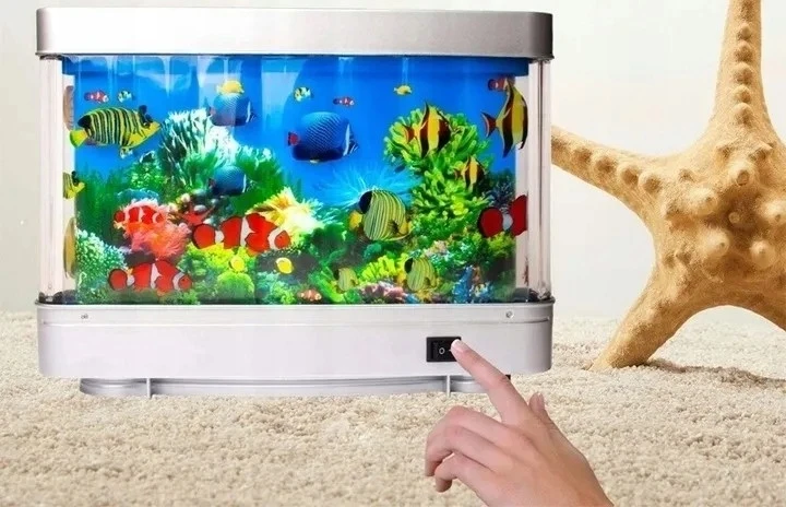 NAKTINIS LEMPAS VAIKAMS DIRBTINIS AKVARIUMAS SU SPALVINGU LED FONINIU APŠVIETIMA