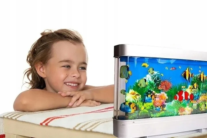 NAKTINIS LEMPAS VAIKAMS DIRBTINIS AKVARIUMAS SU SPALVINGU LED FONINIU APŠVIETIMA