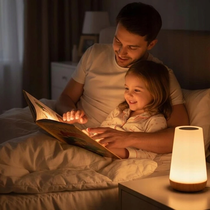 NAKTINIS LEMPAS VAIKAMS, LIETIMAS PRIJUNGTAMAS NAKTINIS LEMPAS SU RGB SPALVomis