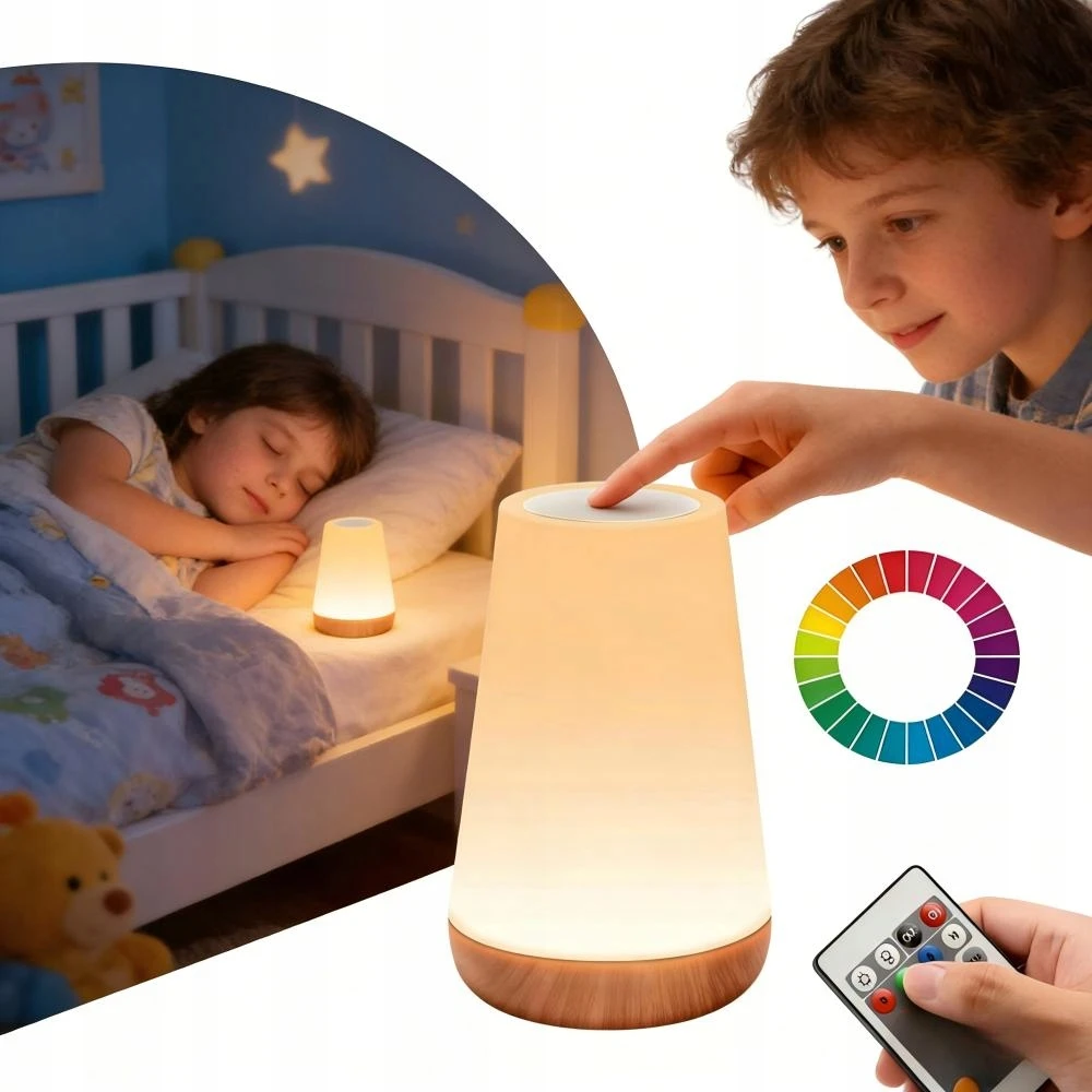 NAKTINIS LEMPAS VAIKAMS, LIETIMAS PRIJUNGTAMAS NAKTINIS LEMPAS SU RGB SPALVomis