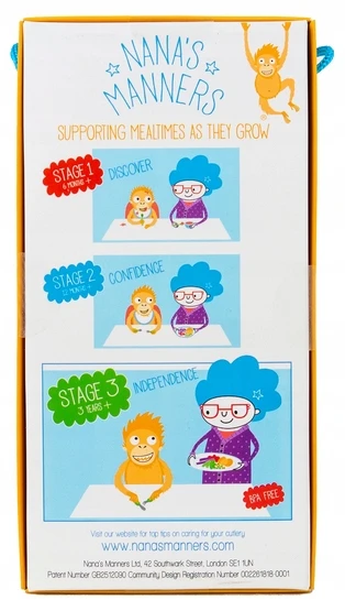 Nanas Manners STAGE 3 Oranžinis Stalo peilių šakutė 3-9 metai