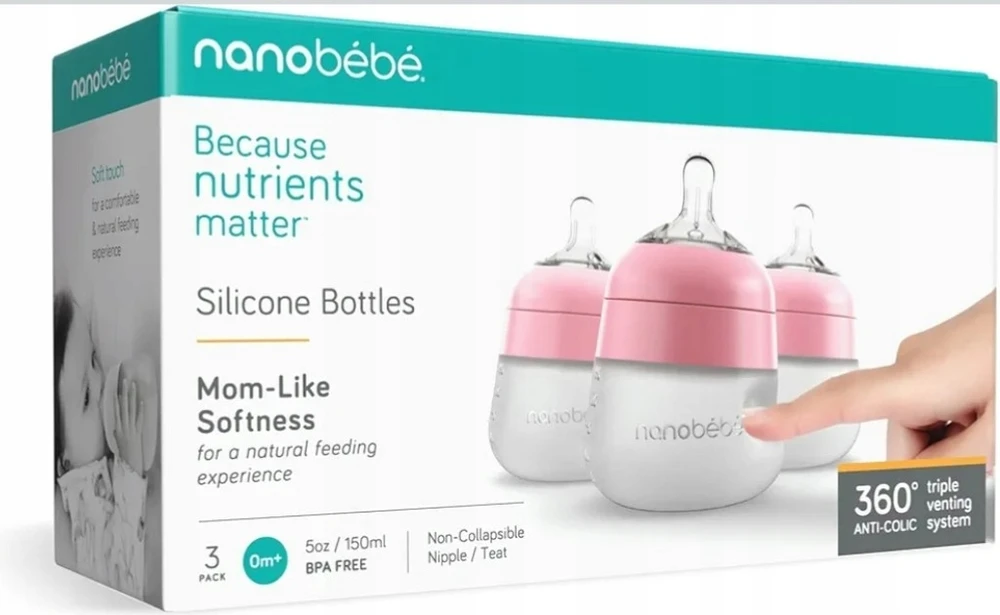 Nanobebe Flexy Silicone buteliukai kūdikiams 150 ml x 3 vnt