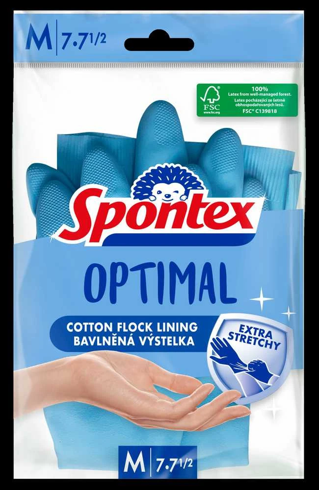 Latekso pirštinės Spontex Optimal, M, mėlyna, 1 pora