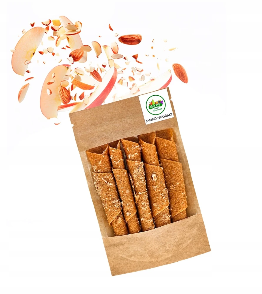 Naturalnie Zdrowi Ecosnacks Rolls obuolių suktinukai su migdolais 50 g