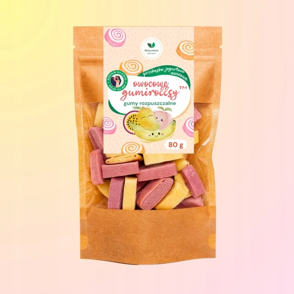Naturalnie Zdrowi Natūraliai sveikas Gumirollsy NATURAL FRUIT tirpios gumos 80 g