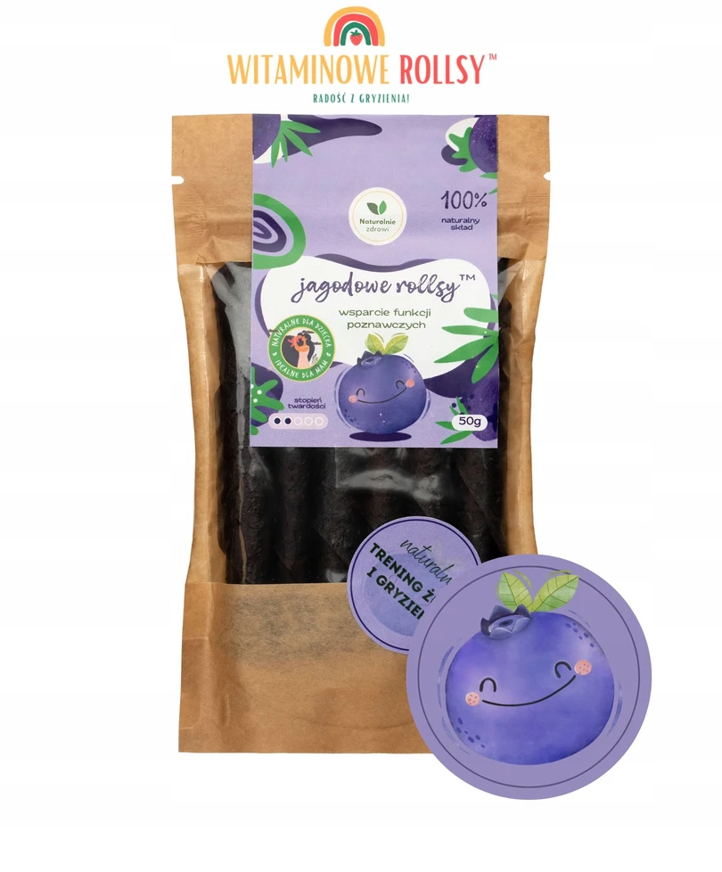 Naturalnie Zdrowi NATŪRALIAI SVEIKŲ VAISIŲ UŽKANDŽIAI BLUEBERRY VOLIUKAI KRAMTO TRENIRUOTĖS 50 g