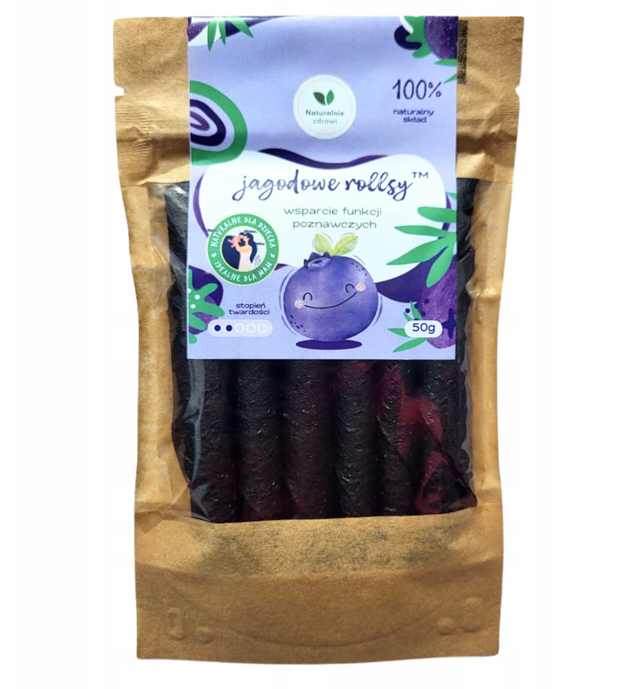 Naturalnie Zdrowi NATŪRALIAI SVEIKŲ VAISIŲ UŽKANDŽIAI BLUEBERRY VOLIUKAI KRAMTO TRENIRUOTĖS 50 g