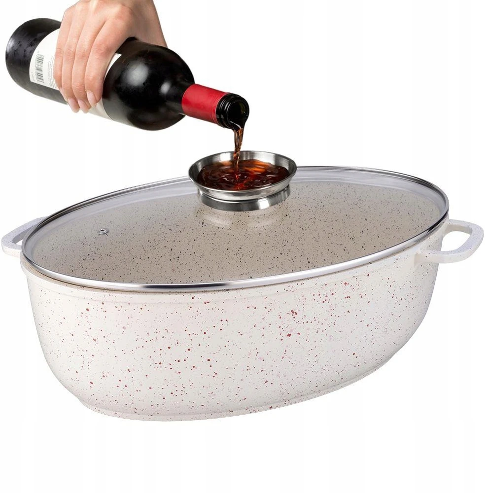 Nava Kepimo indas granitinė su dangčiu ovali TERRESTRIAL 8 l, 39,5x26,5 cm