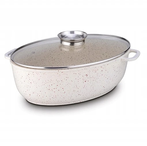 Nava Kepimo indas granitinė su dangčiu ovali TERRESTRIAL 8 l, 39,5x26,5 cm