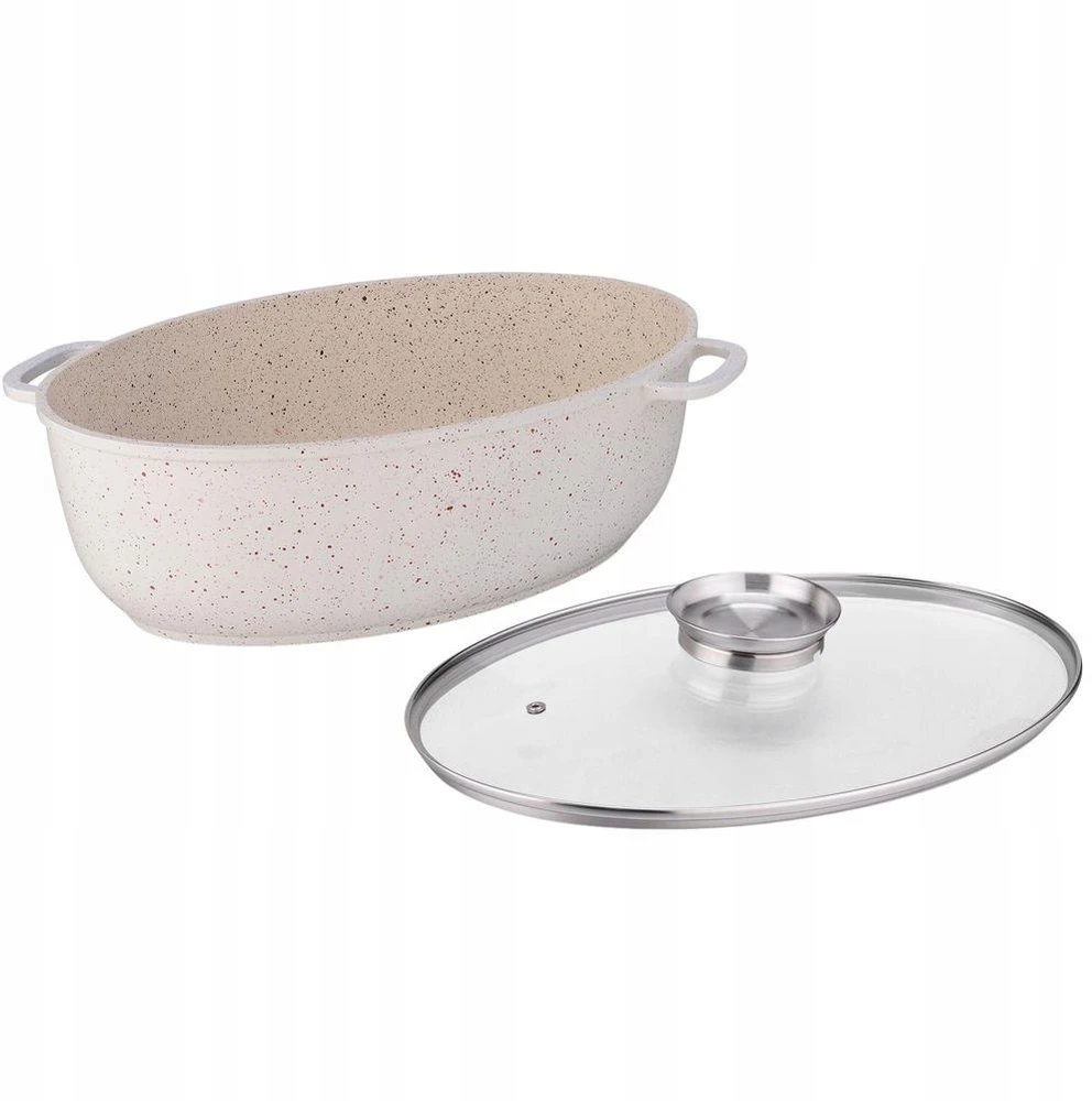 Nava Kepimo indas granitinė su dangčiu ovali TERRESTRIAL 8 l, 39,5x26,5 cm