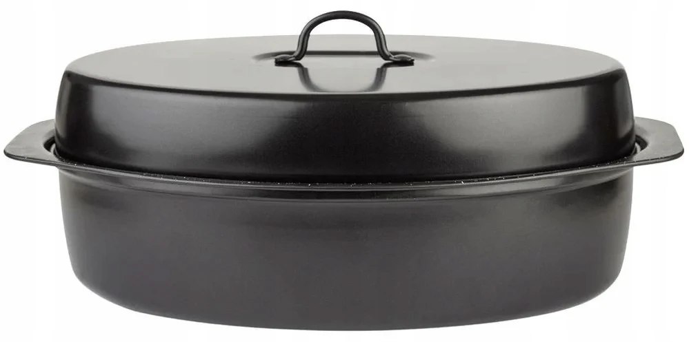 Nava Kepimo indas granitinė su dangčiu ovali NATURE 6,5 l, 42x29x17 cm