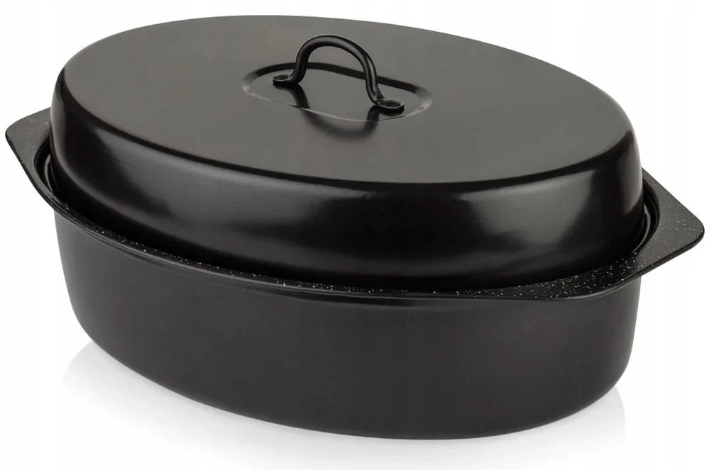 Nava Kepimo indas granitinė su dangčiu ovali NATURE 6,5 l, 42x29x17 cm