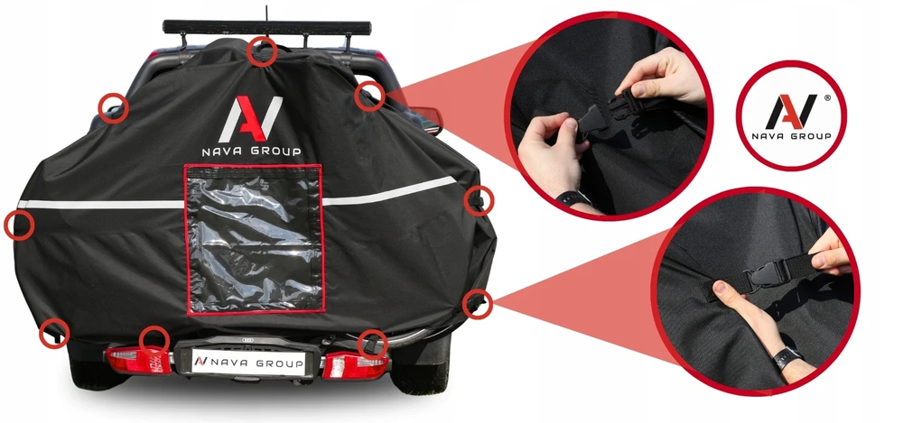 Nava Group Dangtis 3–4 dviračiams ant PRO bagažo kablio transportavimui, atsparus vandeniui