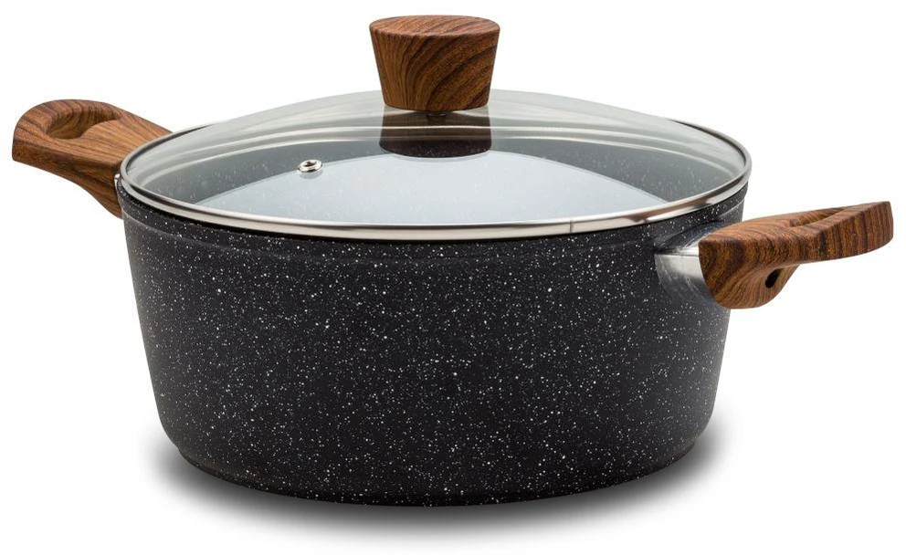 Nava Puodas granitas su stikliniu dangteliu NATURE 20 cm, 2,1 l