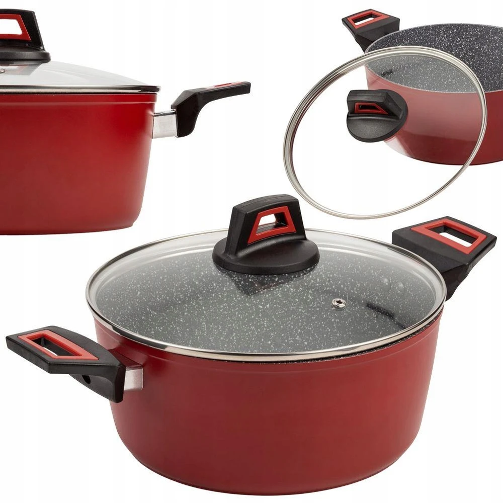 Nava Puodas granitas su stikliniu dangteliu TAURUS 28 cm, 6,2 l