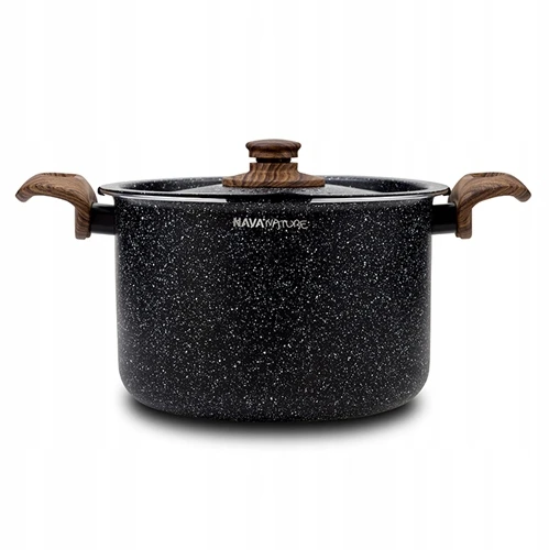 NAVA tradicinis granitinis puodas su NATURE košimo dangteliu 22 cm 4,5l