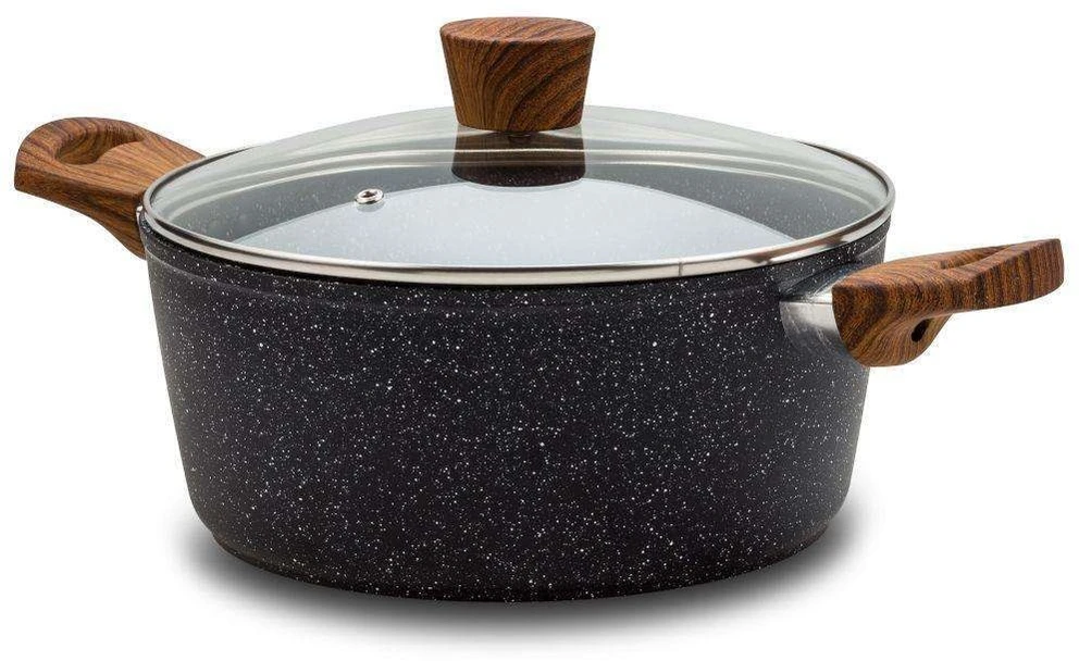 Nava Puodas granitas su stikliniu dangteliu NATURE 24 cm, 4 l