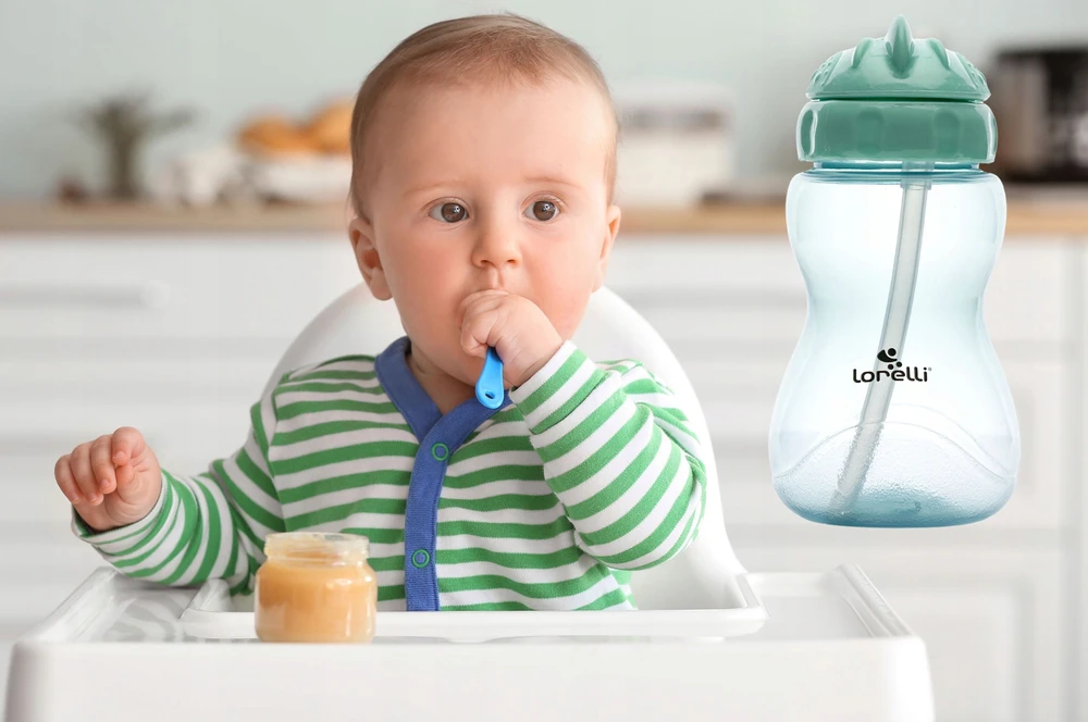 Neišsiliejantis buteliukas, šiaudelis, kūdikių buteliukas 275ml BE BPA Lorelli