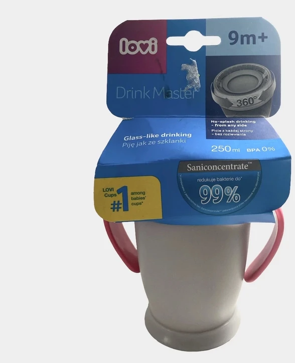 Neišsiliejantis puodelis 360 Lovi 1/543 250 ml pilka arba rožinė