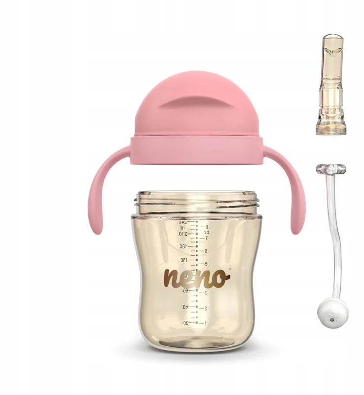 NENO BEBESITO ROŽAS VAIKŲ BUTELIUKAS SU ŠIAUDU IR SVORIS 240ml