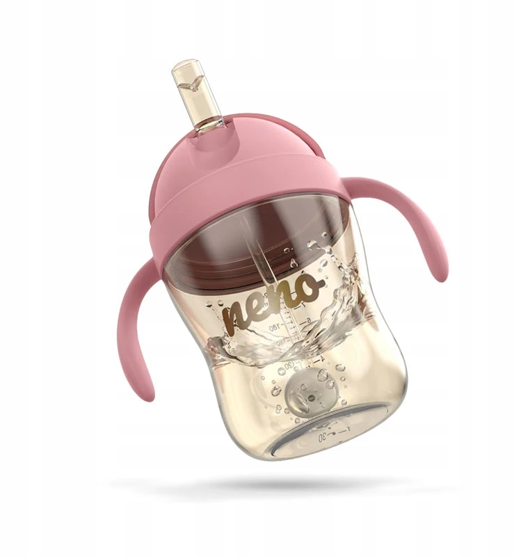 NENO BEBESITO ROŽAS VAIKŲ BUTELIUKAS SU ŠIAUDU IR SVORIS 240ml