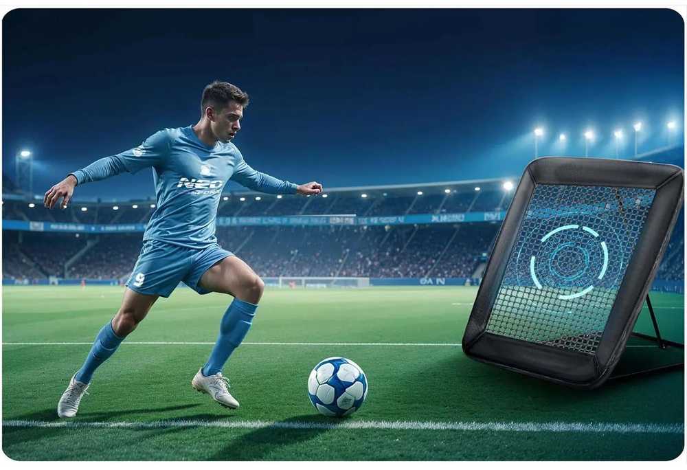 Neo-Sport Futbolo atmušėjo tinklas, treniruočių vartai futbolui, 122 x 120 cm, nešiojama futbolo treniruočių įranga, futbolo treniruočių pagalbinė priemonė
