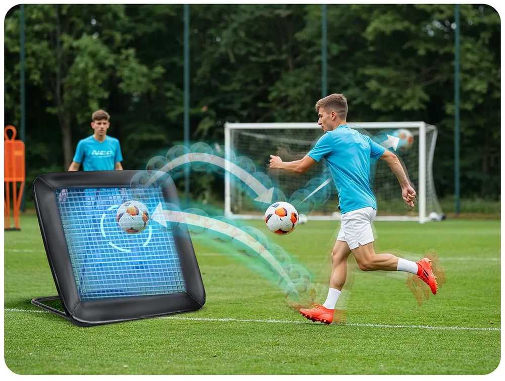 Neo-Sport Futbolo atmušėjo tinklas, treniruočių vartai futbolui, 122 x 120 cm, nešiojama futbolo treniruočių įranga, futbolo treniruočių pagalbinė priemonė