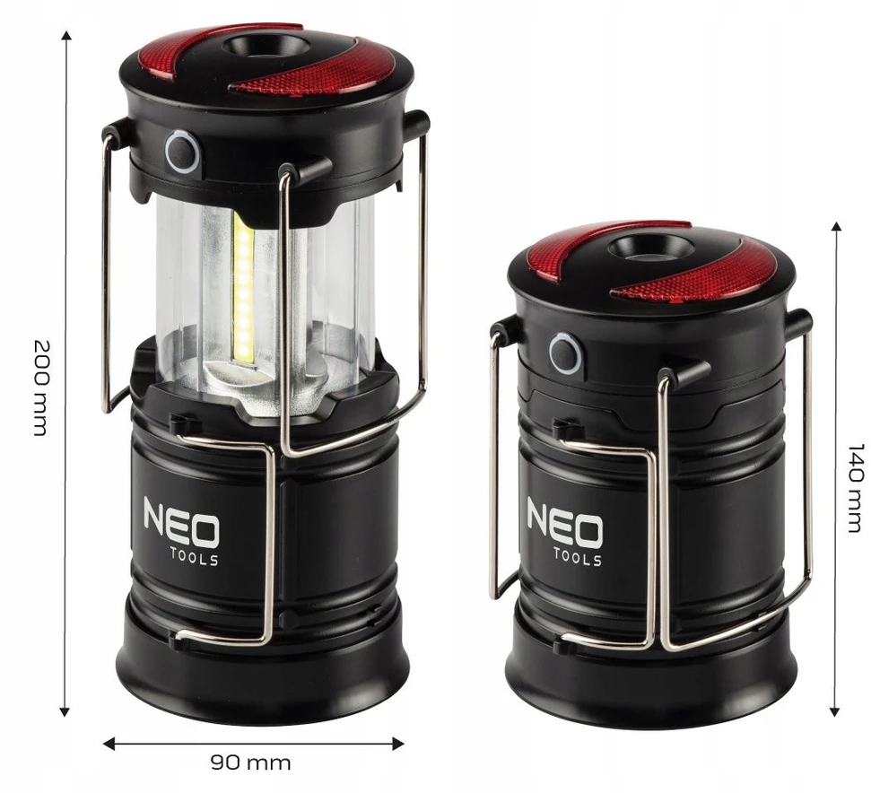 Neo Tools Lampa Baterijomis maitinamas stovyklavimo žibintas 200 lm 3xAA 3 viename COB LED