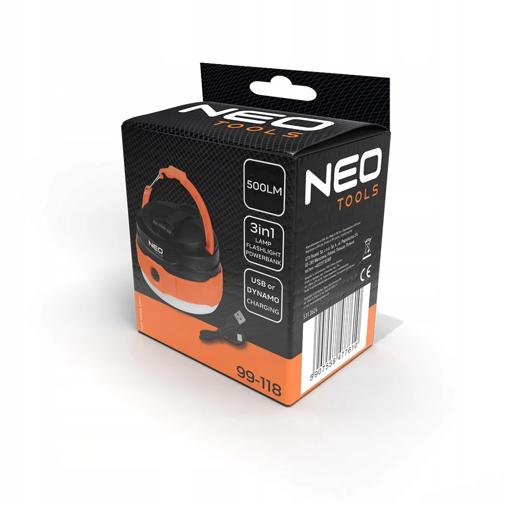 Neo Tools Lampa 3 viename kempingo lempa