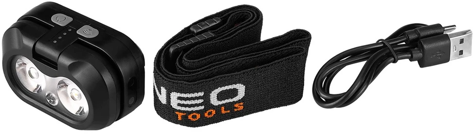 Neo Tools NEO PAKRAUJAMAS PRIEKINIS ŽIBINTAS GALINGAS XPT LED 1200mAH USB-C JUDĖJIMO JETUVAS